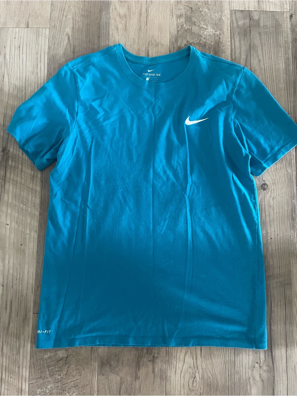 Nike Men’s Short Sleeve Dri-FIT Tee — Teal Blue with White Swoosh